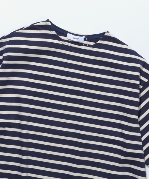 FIDELITY（フィデリティ）の「BORDER S/S WIDE / バスクボーダー半袖シャツ ワイド・ビッグシルエット（Tシャツ/カットソー・メンズ・ネイビー/オフホワイト/ダークグリーン/ラベンダー・LARGE/MEDIUM）」の7枚目の写真