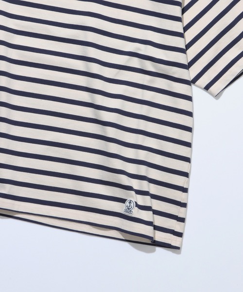 FIDELITY（フィデリティ）の「BORDER S/S WIDE / バスクボーダー半袖シャツ ワイド・ビッグシルエット（Tシャツ/カットソー・メンズ・ネイビー/オフホワイト/ダークグリーン/ラベンダー・LARGE/MEDIUM）」の9枚目の写真
