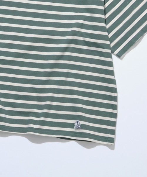 FIDELITY（フィデリティ）の「BORDER S/S WIDE / バスクボーダー半袖シャツ ワイド・ビッグシルエット（Tシャツ/カットソー・メンズ・ネイビー/オフホワイト/ダークグリーン/ラベンダー・LARGE/MEDIUM）」の10枚目の写真