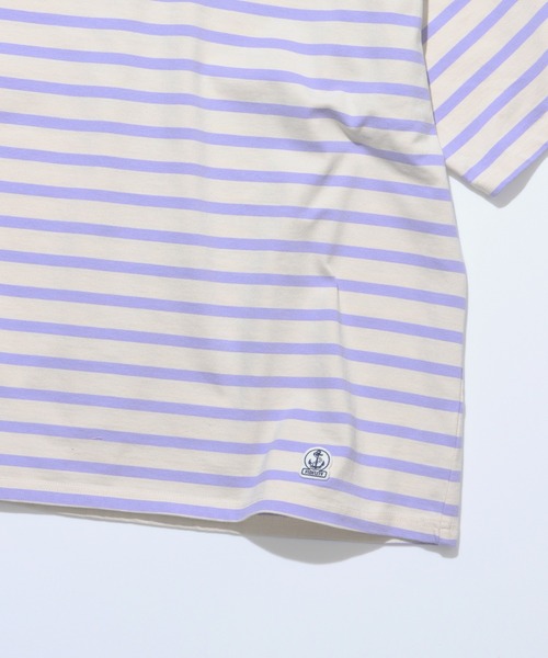 FIDELITY（フィデリティ）の「BORDER S/S WIDE / バスクボーダー半袖シャツ ワイド・ビッグシルエット（Tシャツ/カットソー・メンズ・ネイビー/オフホワイト/ダークグリーン/ラベンダー・LARGE/MEDIUM）」の12枚目の写真