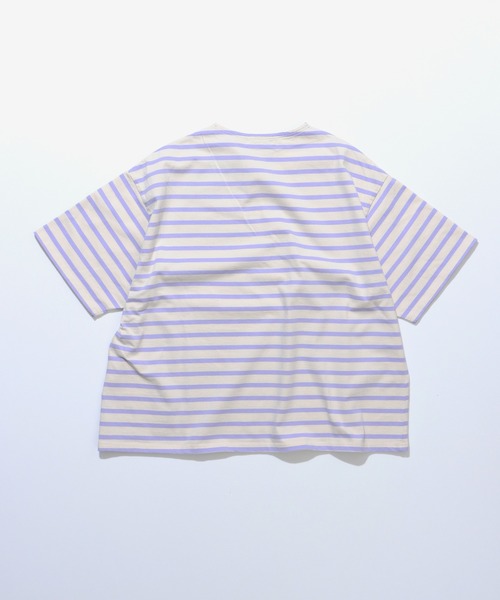 FIDELITY（フィデリティ）の「BORDER S/S WIDE / バスクボーダー半袖シャツ ワイド・ビッグシルエット（Tシャツ/カットソー・メンズ・ネイビー/オフホワイト/ダークグリーン/ラベンダー・LARGE/MEDIUM）」の16枚目の写真