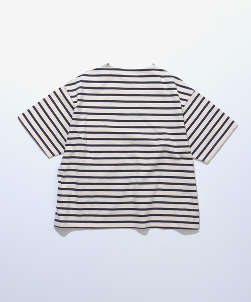 FIDELITY（フィデリティ）の「BORDER S/S WIDE / バスクボーダー半袖シャツ ワイド・ビッグシルエット（Tシャツ/カットソー・メンズ・ネイビー/オフホワイト/ダークグリーン/ラベンダー・LARGE/MEDIUM）」の13枚目の写真