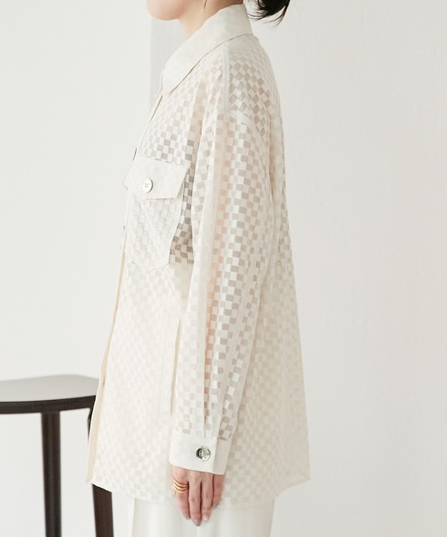 COLLAGE GALLARDAGALANTE（コラージュガリャルダガランテ）の「【OT】チェックメッシュシャツジャケット（シャツ/ブラウス・レディース・オフホワイト/グリーン・FREE）」の22枚目の写真