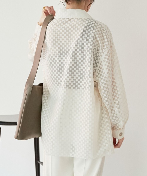 COLLAGE GALLARDAGALANTE（コラージュガリャルダガランテ）の「【OT】チェックメッシュシャツジャケット（シャツ/ブラウス・レディース・オフホワイト/グリーン・FREE）」の17枚目の写真