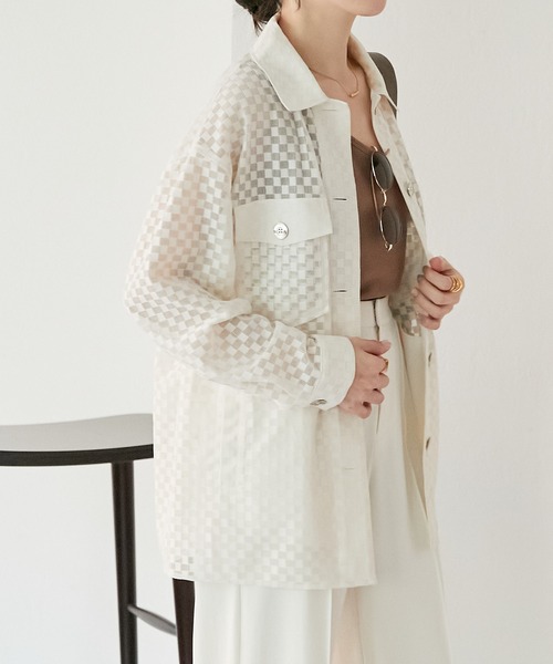 COLLAGE GALLARDAGALANTE（コラージュガリャルダガランテ）の「【OT】チェックメッシュシャツジャケット（シャツ/ブラウス・レディース・オフホワイト/グリーン・FREE）」の19枚目の写真