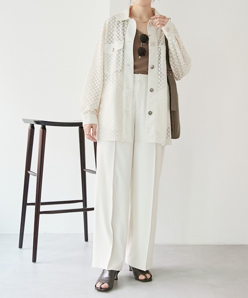 COLLAGE GALLARDAGALANTE（コラージュガリャルダガランテ）の「【OT】チェックメッシュシャツジャケット（シャツ/ブラウス・レディース・オフホワイト/グリーン・FREE）」の11枚目の写真