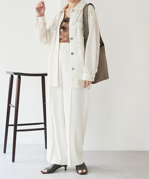 COLLAGE GALLARDAGALANTE（コラージュガリャルダガランテ）の「【OT】チェックメッシュシャツジャケット（シャツ/ブラウス・レディース・オフホワイト/グリーン・FREE）」の14枚目の写真