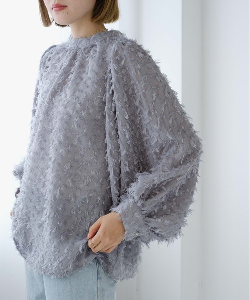 Meli rich（メリーリッチ）の「【セットアップ/オケージョン対応】シアージャガードブラウス（シャツ/ブラウス・レディース・アイボリー/ブラック/グレー・FREE）」の2枚目の写真