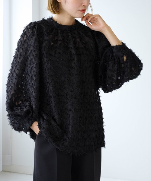 Meli rich（メリーリッチ）の「【セットアップ/オケージョン対応】シアージャガードブラウス（シャツ/ブラウス・レディース・アイボリー/ブラック/グレー・FREE）」の3枚目の写真