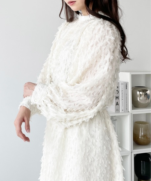 Meli rich（メリーリッチ）の「【セットアップ/オケージョン対応】シアージャガードブラウス（シャツ/ブラウス・レディース・アイボリー/ブラック/グレー・FREE）」の5枚目の写真