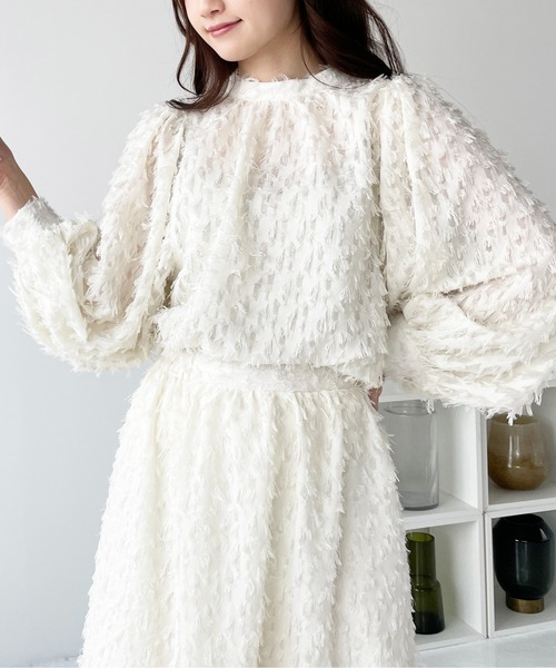 Meli rich（メリーリッチ）の「【セットアップ/オケージョン対応】シアージャガードブラウス（シャツ/ブラウス・レディース・アイボリー/ブラック/グレー・FREE）」の6枚目の写真