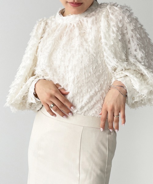 Meli rich（メリーリッチ）の「【セットアップ/オケージョン対応】シアージャガードブラウス（シャツ/ブラウス・レディース・アイボリー/ブラック/グレー・FREE）」の15枚目の写真