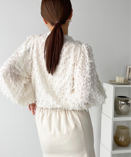 Meli rich（メリーリッチ）の「【セットアップ/オケージョン対応】シアージャガードブラウス（シャツ/ブラウス・レディース・アイボリー/ブラック/グレー・FREE）」の18枚目の写真