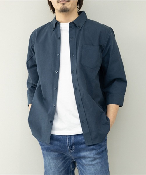 STYLEBLOCK（スタイルブロック）の「TCオックス7分袖BDシャツ（シャツ/ブラウス・メンズ・サックスブルー/ライトグレー/ホワイト/ネイビー・L/M/LL）」の3枚目の写真