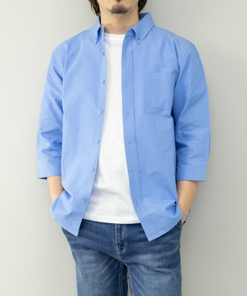 STYLEBLOCK（スタイルブロック）の「TCオックス7分袖BDシャツ（シャツ/ブラウス・メンズ・サックスブルー/ライトグレー/ホワイト/ネイビー・L/M/LL）」の4枚目の写真