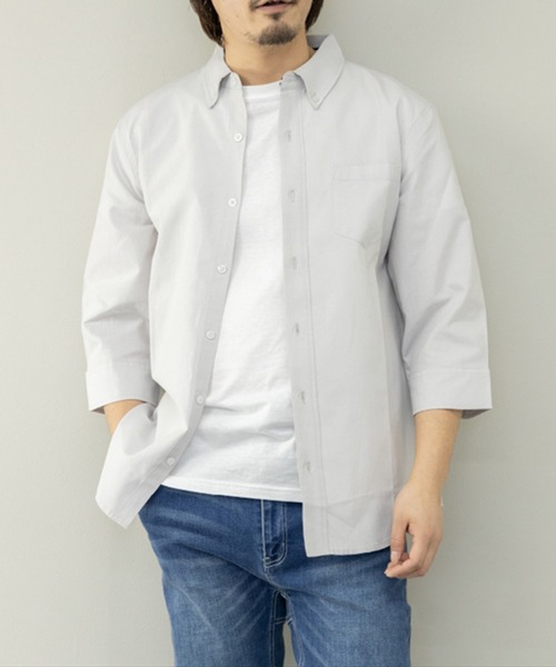 STYLEBLOCK（スタイルブロック）の「TCオックス7分袖BDシャツ（シャツ/ブラウス・メンズ・サックスブルー/ライトグレー/ホワイト/ネイビー・L/M/LL）」の2枚目の写真