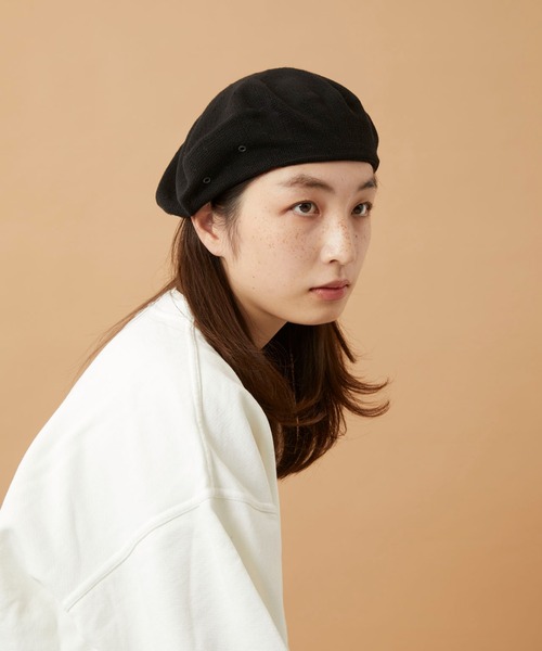 CPH（シーピーエイチ）の「611CO BERET SOLID COTTON / ベレー ソリッドコットン（ハンチング/ベレー帽・メンズ・ブラック・FREE）」の6枚目の写真