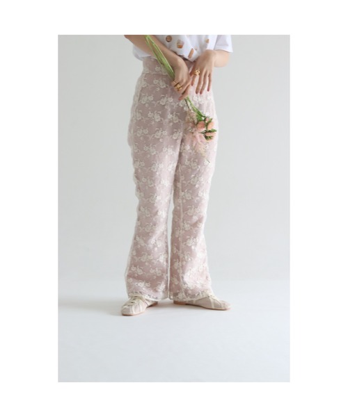 muguet(ミュゲ)の「flare lace pants(スラックス・レディース・ピンク/アイボリー・FREE)」の8枚目の写真