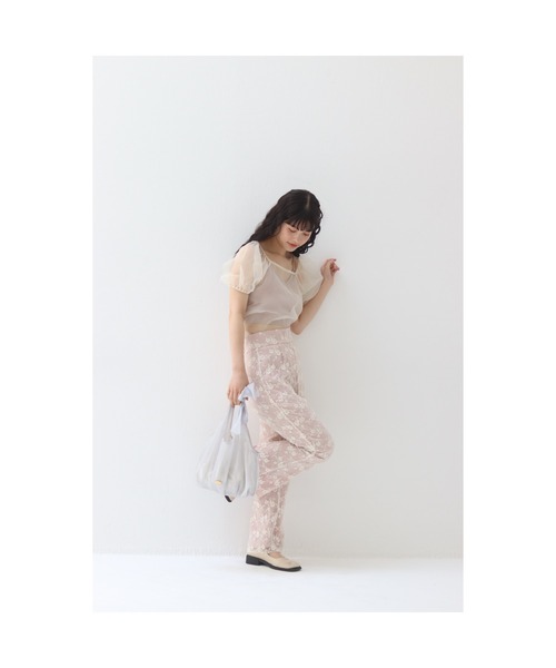 muguet(ミュゲ)の「flare lace pants(スラックス・レディース・ピンク/アイボリー・FREE)」の3枚目の写真