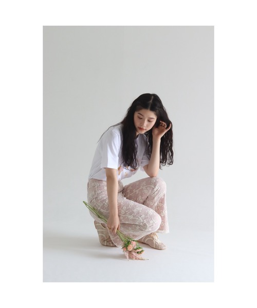 muguet(ミュゲ)の「flare lace pants(スラックス・レディース・ピンク/アイボリー・FREE)」の5枚目の写真