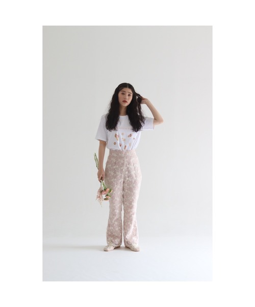muguet(ミュゲ)の「flare lace pants(スラックス・レディース・ピンク/アイボリー・FREE)」の6枚目の写真