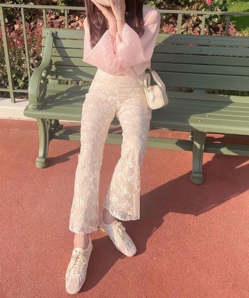 muguet(ミュゲ)の「flare lace pants(スラックス・レディース・ピンク/アイボリー・FREE)」の18枚目の写真