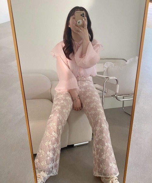 muguet(ミュゲ)の「flare lace pants(スラックス・レディース・ピンク/アイボリー・FREE)」の19枚目の写真