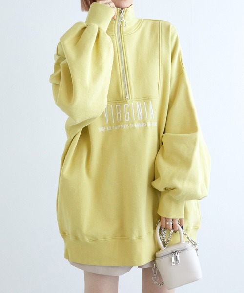 w closet(ダブルクローゼット)の「ハーフジップ刺繍入りスウェット(スウェット・レディース・イエロー系/オフホワイト/グレー・FREE)」の3枚目の写真