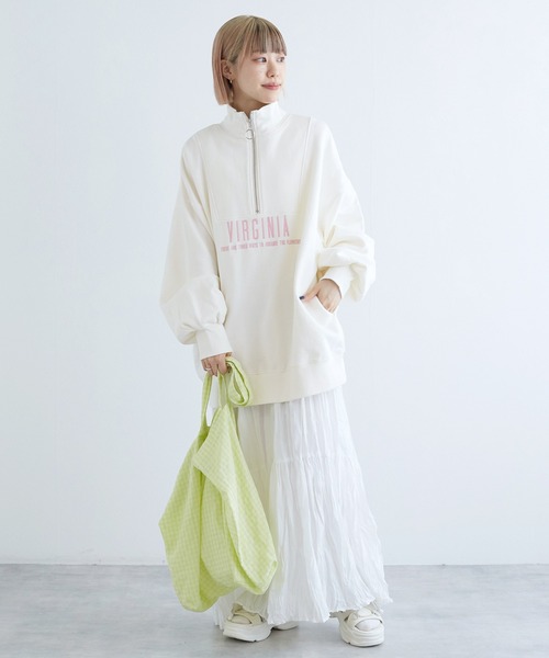 w closet(ダブルクローゼット)の「ハーフジップ刺繍入りスウェット(スウェット・レディース・イエロー系/オフホワイト/グレー・FREE)」の10枚目の写真