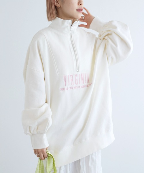 w closet(ダブルクローゼット)の「ハーフジップ刺繍入りスウェット(スウェット・レディース・イエロー系/オフホワイト/グレー・FREE)」の16枚目の写真