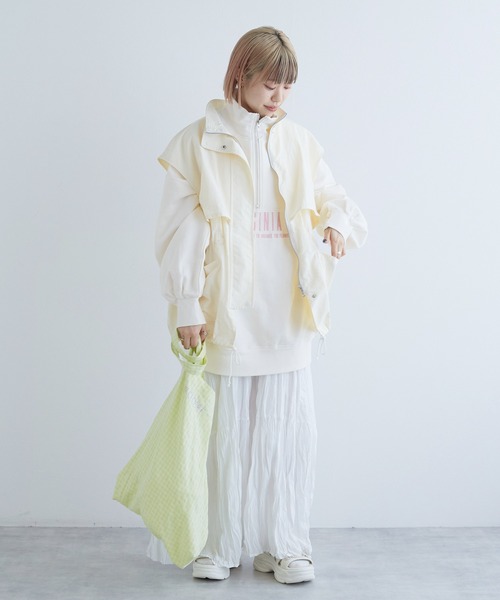 w closet(ダブルクローゼット)の「ハーフジップ刺繍入りスウェット(スウェット・レディース・イエロー系/オフホワイト/グレー・FREE)」の18枚目の写真