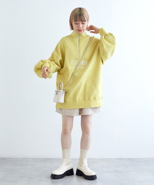 w closet(ダブルクローゼット)の「ハーフジップ刺繍入りスウェット(スウェット・レディース・イエロー系/オフホワイト/グレー・FREE)」の20枚目の写真