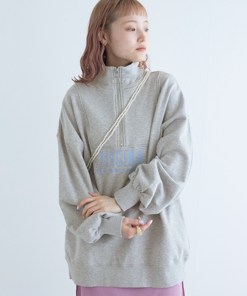 w closet(ダブルクローゼット)の「ハーフジップ刺繍入りスウェット(スウェット・レディース・イエロー系/オフホワイト/グレー・FREE)」の5枚目の写真