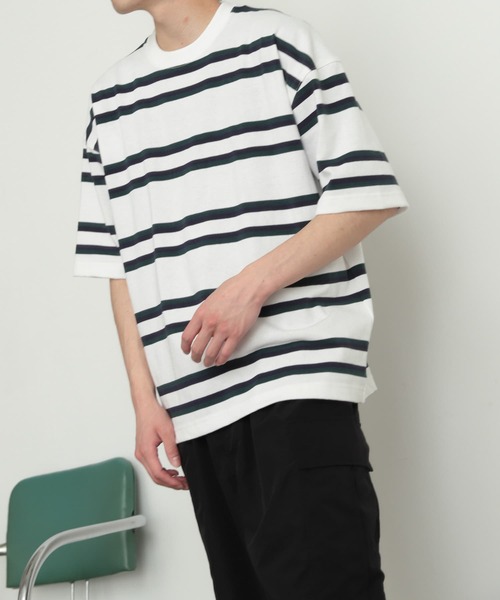 SENSE OF PLACE by URBAN RESEARCH（センスオブプレイスバイアーバンリサーチ）の「『ユニセックス』ボーダーヘビーウエイトTシャツ(5分袖)（Tシャツ/カットソー・メンズ・その他4/その他3/その他2/その他1・LARGE/MEDIUM）」の3枚目の写真