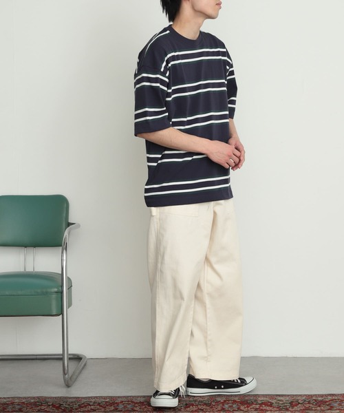 SENSE OF PLACE by URBAN RESEARCH（センスオブプレイスバイアーバンリサーチ）の「『ユニセックス』ボーダーヘビーウエイトTシャツ(5分袖)（Tシャツ/カットソー・メンズ・その他4/その他3/その他2/その他1・LARGE/MEDIUM）」の9枚目の写真