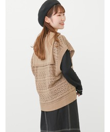 ehka sopo | セーラーカラー透かし編みベスト(ベスト)