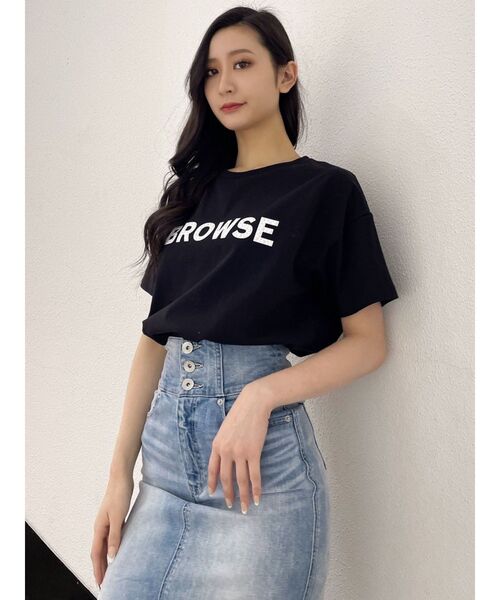 GYDA（ジェイダ）の「BROWSE Bijou BIG Tシャツ（Tシャツ/カットソー・レディース・ブラック/オフホワイト/ピンク・FREE）」の2枚目の写真