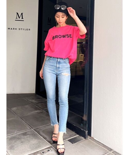 GYDA（ジェイダ）の「BROWSE Bijou BIG Tシャツ（Tシャツ/カットソー・レディース・ブラック/オフホワイト/ピンク・FREE）」の11枚目の写真