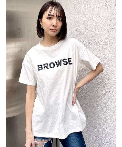 GYDA（ジェイダ）の「BROWSE Bijou BIG Tシャツ（Tシャツ/カットソー・レディース・ブラック/オフホワイト/ピンク・FREE）」の4枚目の写真