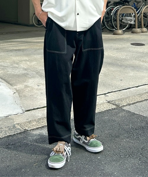 CPCM(シーピーシーエム)の「綿麻ベイカーイージーパンツ(デニムパンツ・メンズ・インディゴブルー/ブラック/カーキ/アイボリー/ブラック系その他・MEDIUM/LARGE)」の3枚目の写真