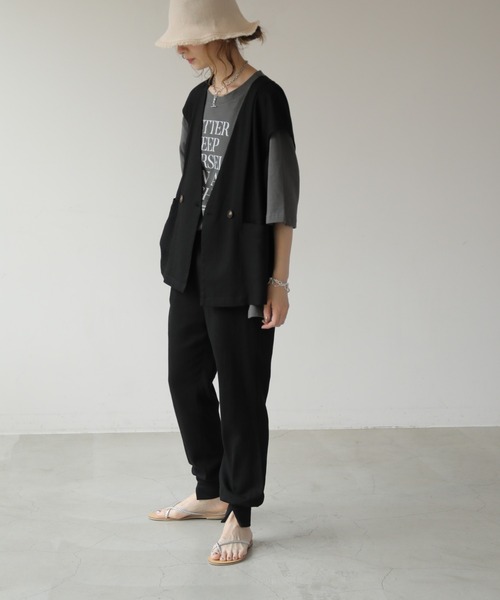 frames RAY CASSIN(フレームスレイカズン)の「WEB限定 リネンブレンド裾スリットジョガーパンツ セットアップ着用可(その他パンツ・レディース・ブラック/グレイッシュベージュ・FREE)」の15枚目の写真