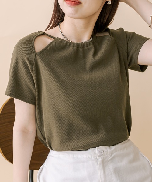 mline（エムライン）の「[mline]アメスリデザインカットソー（Tシャツ/カットソー・レディース・オリーブ/ピンク/ブラック/オフホワイト・FREE）」の3枚目の写真