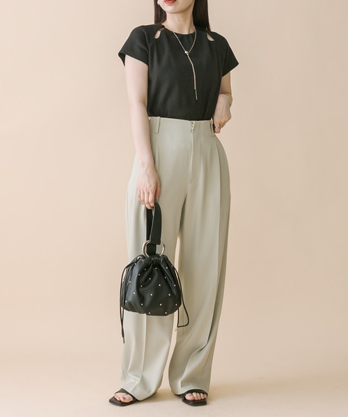 mline（エムライン）の「[mline]アメスリデザインカットソー（Tシャツ/カットソー・レディース・オリーブ/ピンク/ブラック/オフホワイト・FREE）」の8枚目の写真