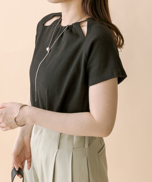 mline（エムライン）の「[mline]アメスリデザインカットソー（Tシャツ/カットソー・レディース・オリーブ/ピンク/ブラック/オフホワイト・FREE）」の5枚目の写真