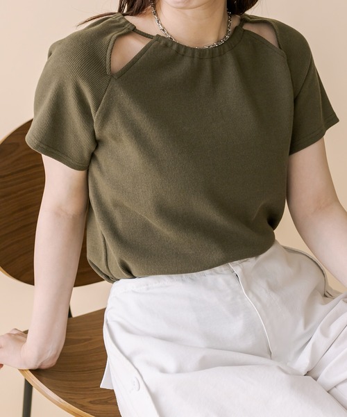 mline（エムライン）の「[mline]アメスリデザインカットソー（Tシャツ/カットソー・レディース・オリーブ/ピンク/ブラック/オフホワイト・FREE）」の9枚目の写真
