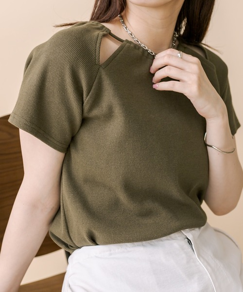 mline（エムライン）の「[mline]アメスリデザインカットソー（Tシャツ/カットソー・レディース・オリーブ/ピンク/ブラック/オフホワイト・FREE）」の10枚目の写真
