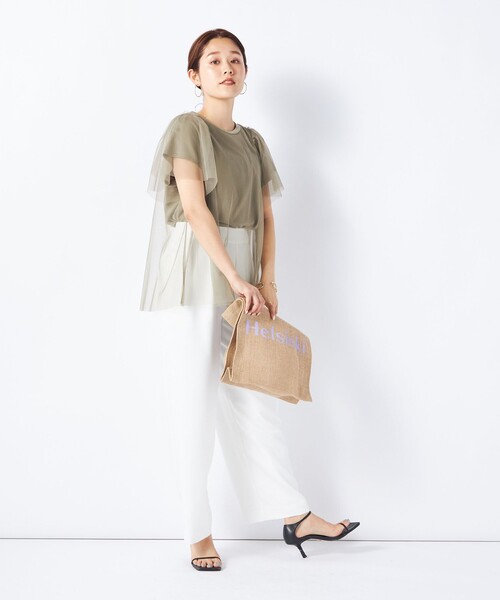 NOLLEY’S（ノーリーズ）の「◇【WEB限定】チュールＴシャツ（Tシャツ/カットソー・レディース・オリーブ/ブラック/オフホワイト・FREE）」の12枚目の写真