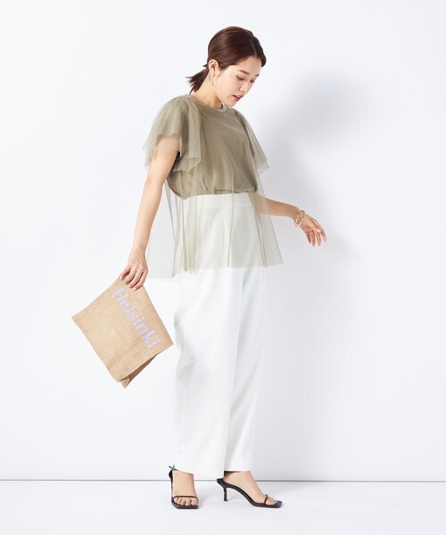 NOLLEY’S（ノーリーズ）の「◇【WEB限定】チュールＴシャツ（Tシャツ/カットソー・レディース・オリーブ/ブラック/オフホワイト・FREE）」の13枚目の写真