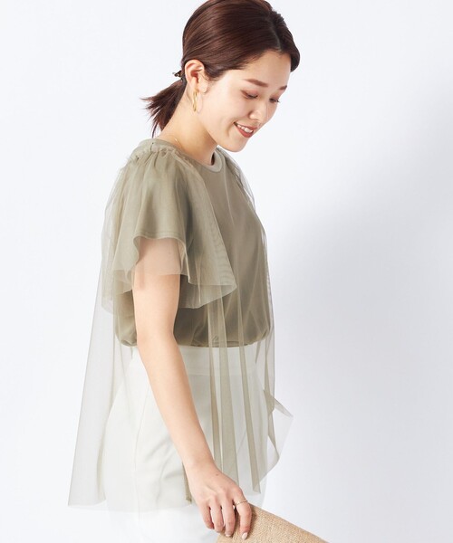 NOLLEY’S（ノーリーズ）の「◇【WEB限定】チュールＴシャツ（Tシャツ/カットソー・レディース・オリーブ/ブラック/オフホワイト・FREE）」の17枚目の写真