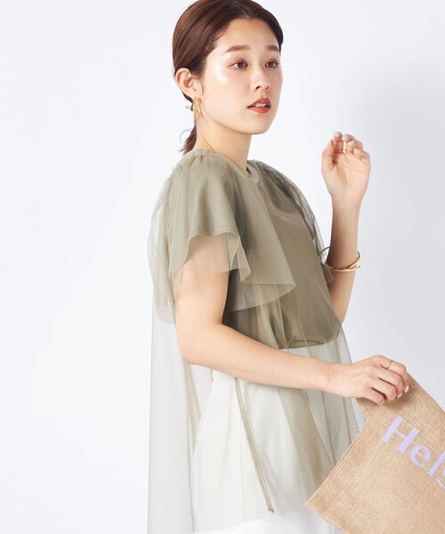 NOLLEY’S（ノーリーズ）の「◇【WEB限定】チュールＴシャツ（Tシャツ/カットソー・レディース・オリーブ/ブラック/オフホワイト・FREE）」の18枚目の写真